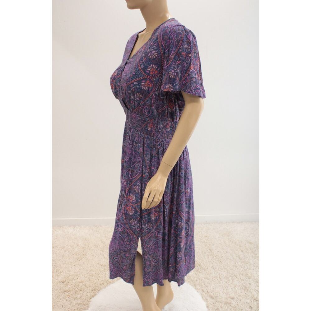 NWT Terra & Sky Plus Size 3X Midi Dress Boho Paisley Blue Comet Festival Indie - Picture 3 of 12